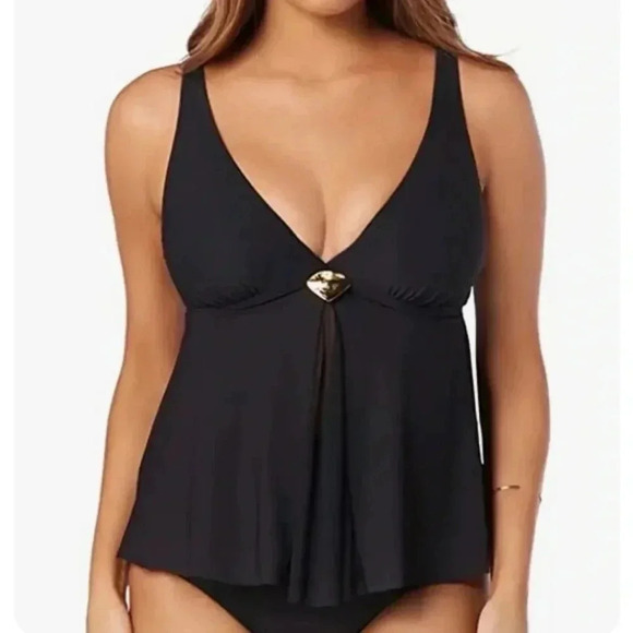 Miraclesuit Other - Amoressa by Miraclesuit Farrah Black Tankini Swim Top size 6 NWT